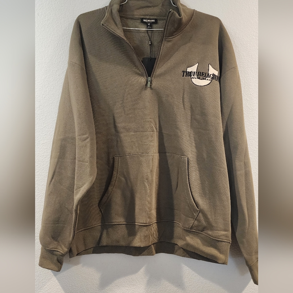 True Religion Men's Zip-Up Sweater in Brown